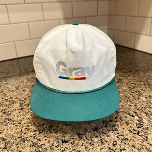 Gray Construction Vintage Rope Hat White Green Strapback Men OS Cotton USA